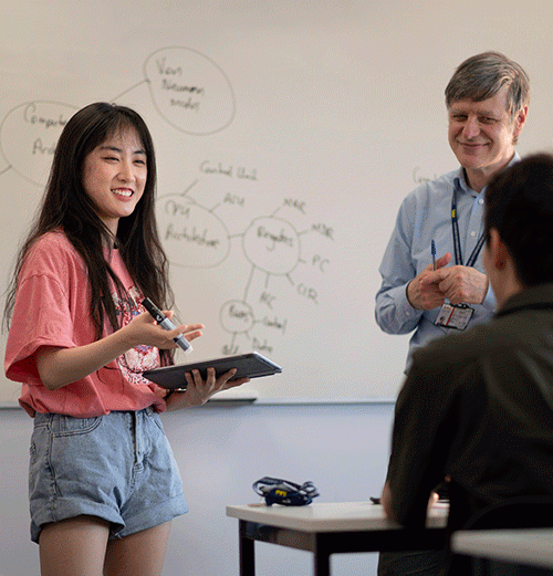 Student addressing the class.