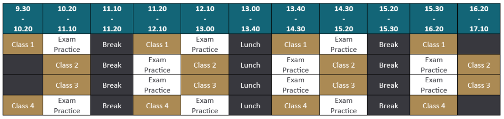 Half Term Timetable example