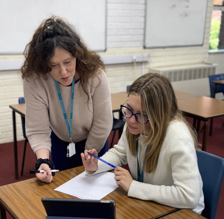 Tutor helps student