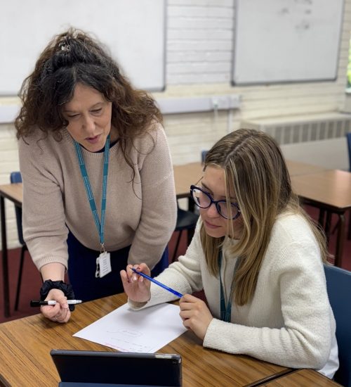 Tutor helps student