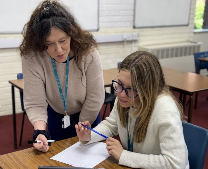 Tutor helps student